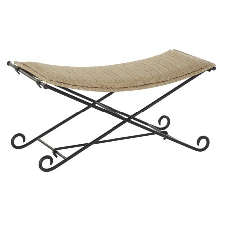 Barhocker DKD Home Decor  Schwarz Metall Hellbraun Rattan (94 x 49 x 4