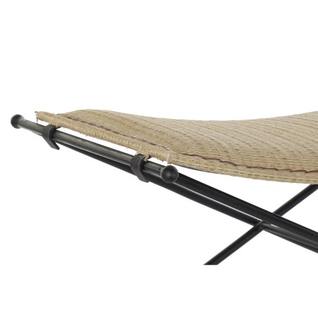 Panca DKD Home Decor  Nero Metallo Marrone Chiaro Rattan (94 x 49 x 44