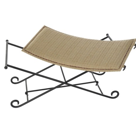 Panca DKD Home Decor  Nero Metallo Marrone Chiaro Rattan (94 x 49 x 44