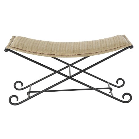 Barhocker DKD Home Decor  Schwarz Metall Hellbraun Rattan (94 x 49 x 4