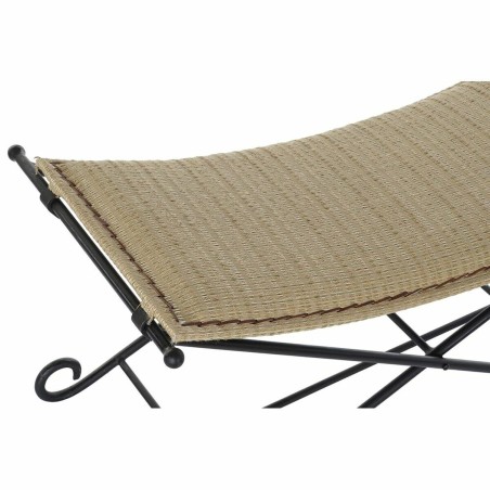 Barhocker DKD Home Decor  Schwarz Metall Hellbraun Rattan (94 x 49 x 4