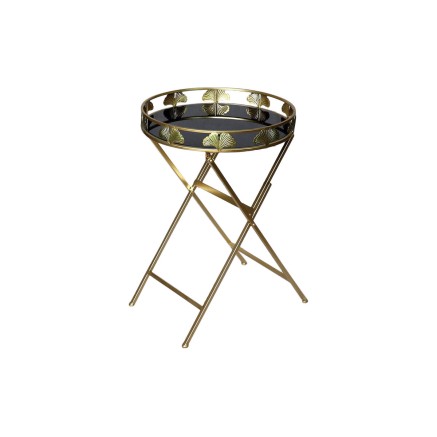 Mesa auxiliar DKD Home Decor 49 x 49 x 72 cm Cristal Negro Dorado Meta
