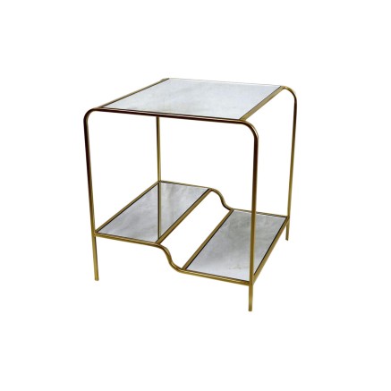 Tavolo aggiuntivo DKD Home Decor Dorato Metallo Specchio 50 x 50 x 55