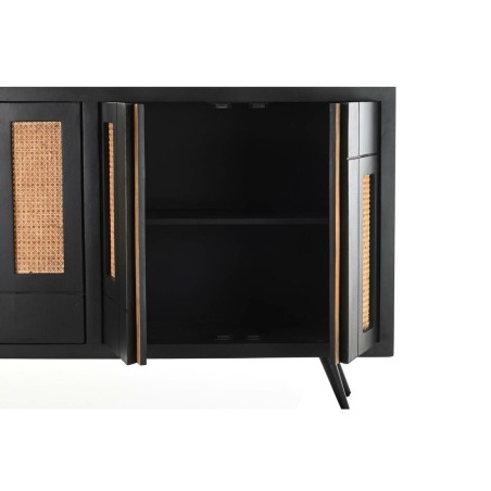 Credenza DKD Home Decor Nero Rattan Legno di mango 160 x 40 x 90 cm