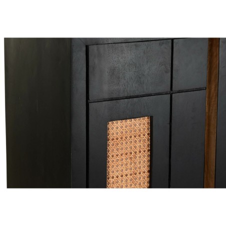 Anrichte DKD Home Decor Schwarz Rattan Mango-Holz 160 x 40 x 90 cm