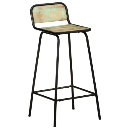 Chaises de bar lot de 2 bois de récupération solide 2