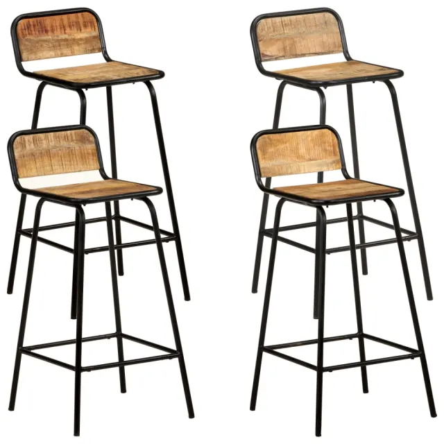 Chaises de bar lot de 4 bois de manguier solide