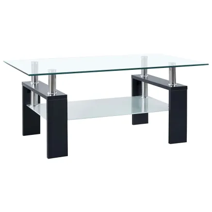 Table basse Noir 55 x 96 x 40.5 cm Mélamine et verre trempé