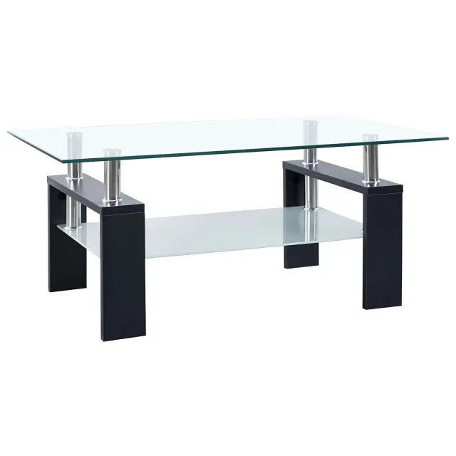 Table basse Noir 55 x 96 x 40.5 cm Mélamine et verre trempé