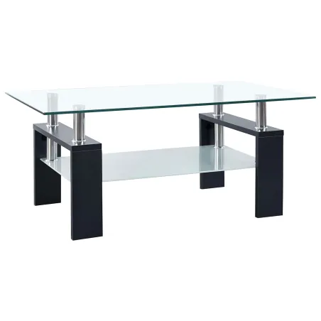 Table basse Noir 55 x 96 x 40.5 cm Mélamine et verre trempé