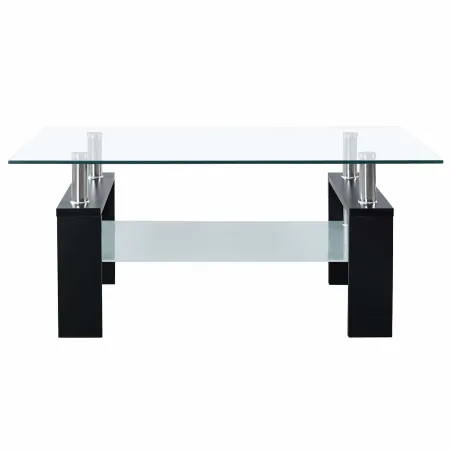 Table basse Noir 55 x 96 x 40.5 cm Mélamine et verre trempé