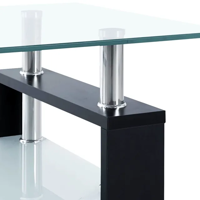Table basse Noir 55 x 96 x 40.5 cm Mélamine et verre trempé