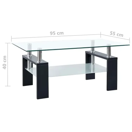 Table basse Noir 55 x 96 x 40.5 cm Mélamine et verre trempé