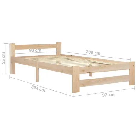 Cadre de lit sans matelas bois de pin massif 90x200 cm