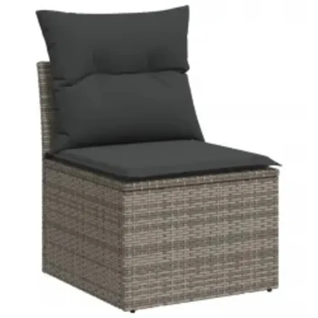 Salon de jardin 8 pcs avec coussins gris résine tressée