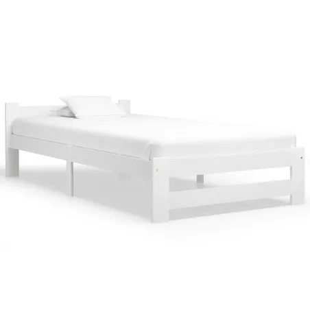 Cadre de lit sans matelas blanc bois de pin massif 90x200 cm