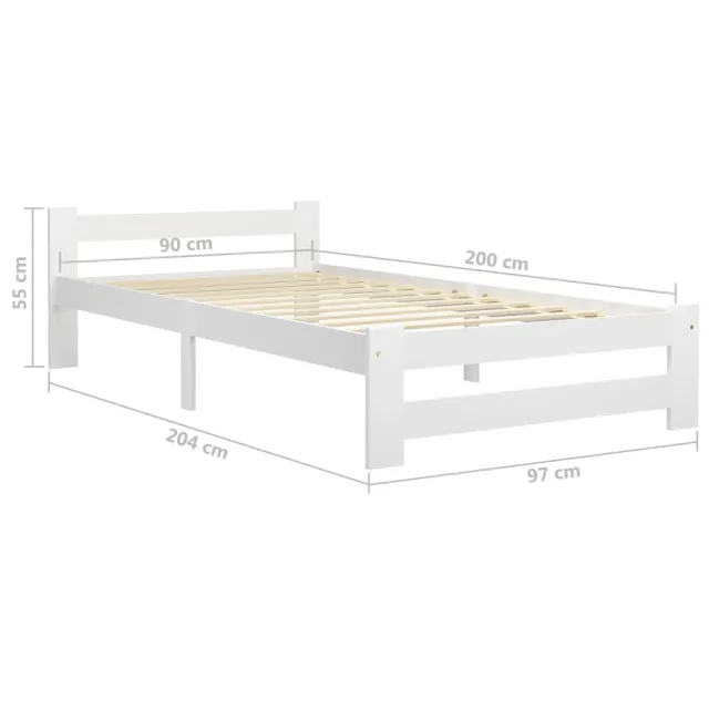 Cadre de lit sans matelas blanc bois de pin massif 90x200 cm