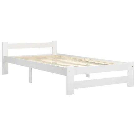 Cadre de lit sans matelas blanc bois de pin massif 100x200 cm 2