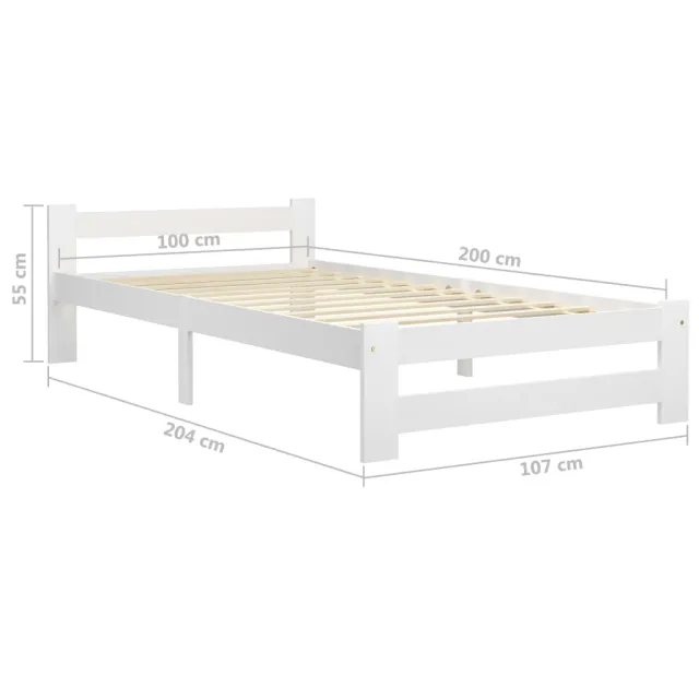 Cadre de lit sans matelas blanc bois de pin massif 100x200 cm