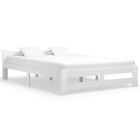 Cadre de lit sans matelas blanc bois de pin massif 140x200 cm