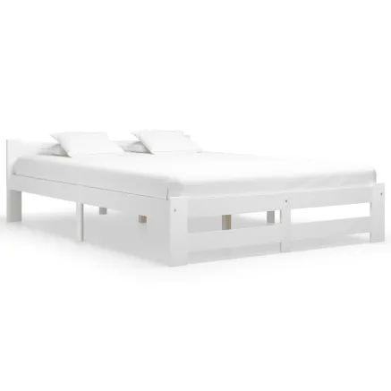 Cadre de lit sans matelas blanc bois de pin massif 160x200 cm