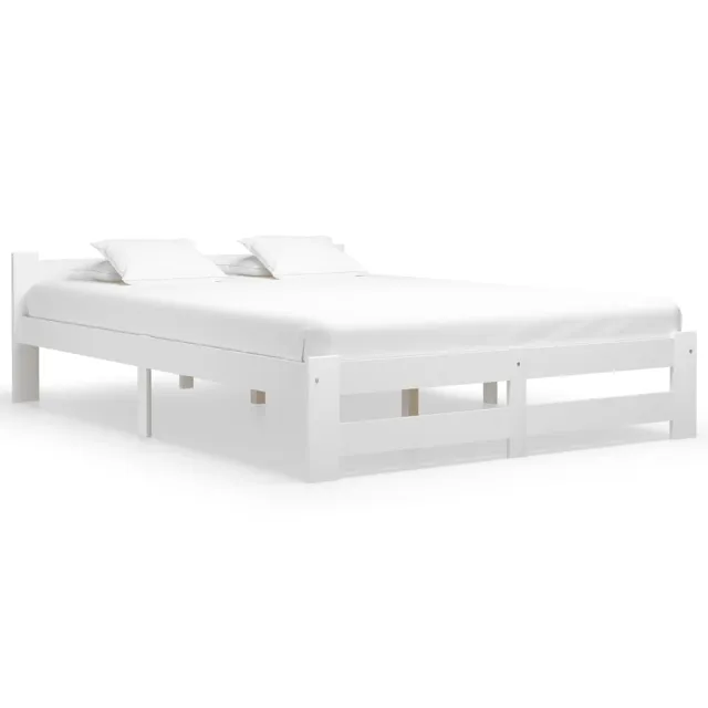 Cadre de lit sans matelas blanc bois de pin massif 160x200 cm
