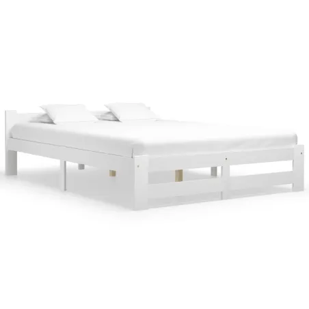 Cadre de lit sans matelas blanc bois massif de pin 180x200 cm