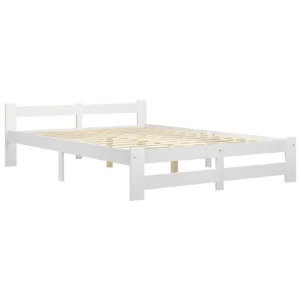 Cadre de lit sans matelas blanc bois massif de pin 180x200 cm 2