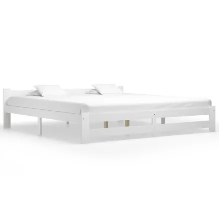 Cadre de lit sans matelas blanc bois massif de pin 200x200 cm