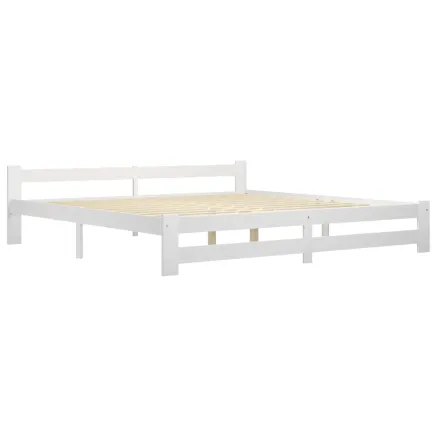Cadre de lit sans matelas blanc bois massif de pin 200x200 cm 2