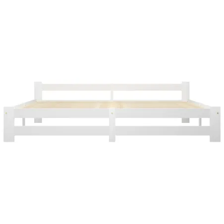 Cadre de lit sans matelas blanc bois massif de pin 200x200 cm