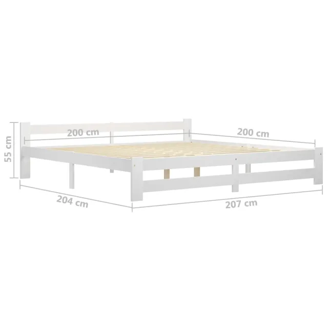 Cadre de lit sans matelas blanc bois massif de pin 200x200 cm