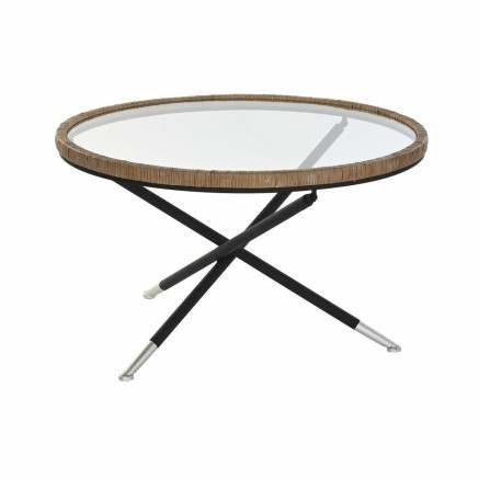 Mesa auxiliar DKD Home Decor 80 x 80 x 48 cm Cristal Natural Plateado
