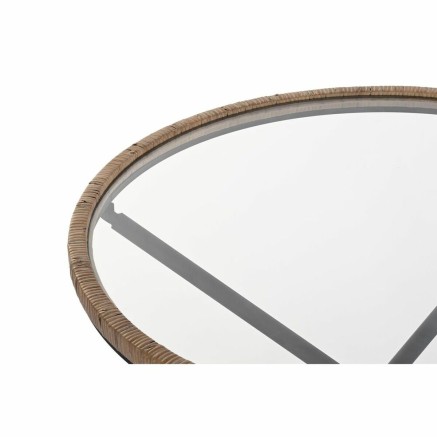 Mesa auxiliar DKD Home Decor 80 x 80 x 48 cm Cristal Natural Plateado 2