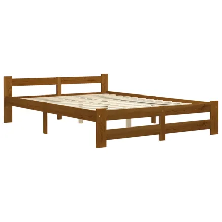 Cadre de lit sans matelas marron miel pin massif 160x200 cm 2