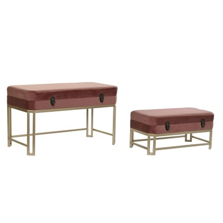 Hocker DKD Home Decor  Rosa Gold Metall (80 x 40 x 47 cm)