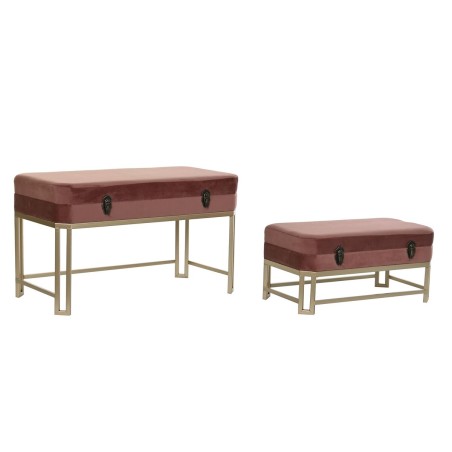 Hocker DKD Home Decor  Rosa Gold Metall (80 x 40 x 47 cm)