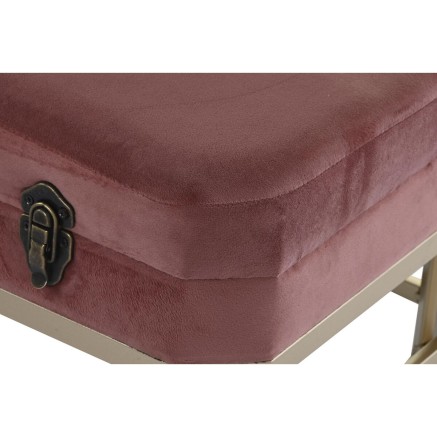 Kruk DKD Home Decor  Roze Gouden Metaal Fluweel (80 x 40 x 47 cm) 2
