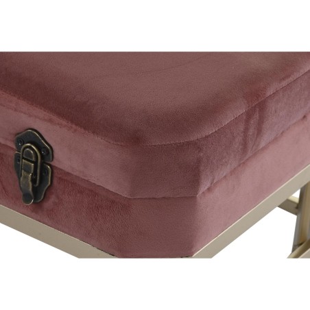 Kruk DKD Home Decor  Roze Gouden Metaal Fluweel (80 x 40 x 47 cm)