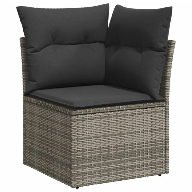 Salon de jardin 4 pcs avec coussins gris résine tressée