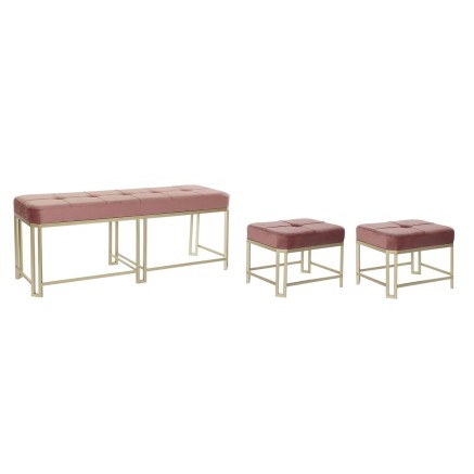 Kruk DKD Home Decor  Roze Metaal Fluweel (120 x 40 x 46 cm)