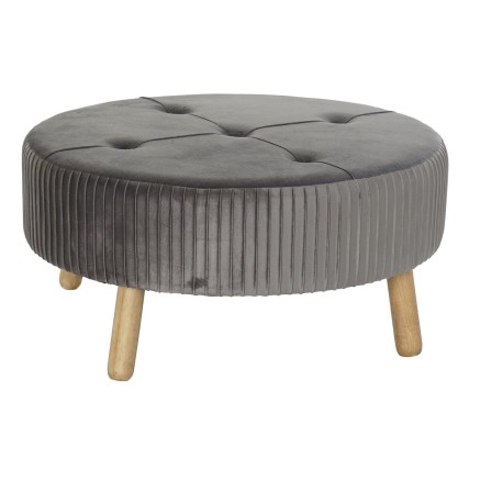 Footrest DKD Home Decor 80 x 80 x 38 cm Scandi Grey Wood Velvet Dark g