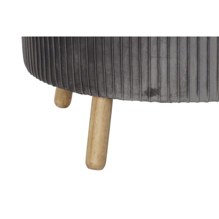 Voetensteun DKD Home Decor 80 x 80 x 38 cm Scandi Grijs Hout Fluweel D 2