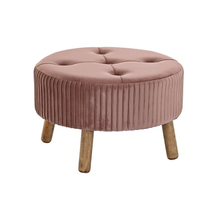 Voetensteun DKD Home Decor Natuurlijk Hout Fluweel Licht Roze (61 x 61