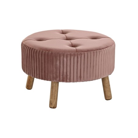 Repose-pied DKD Home Decor Naturel Bois Velours Rose clair (61 x 61 x