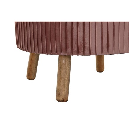 Poggiapiedi DKD Home Decor Naturale Legno Velluto Rosa chiaro (61 x 61 2