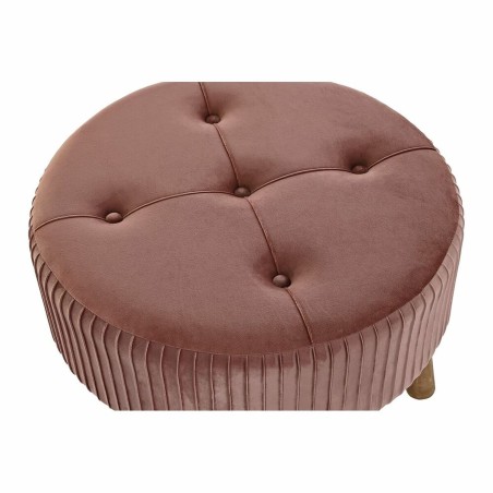 Repose-pied DKD Home Decor Naturel Bois Velours Rose clair (61 x 61 x