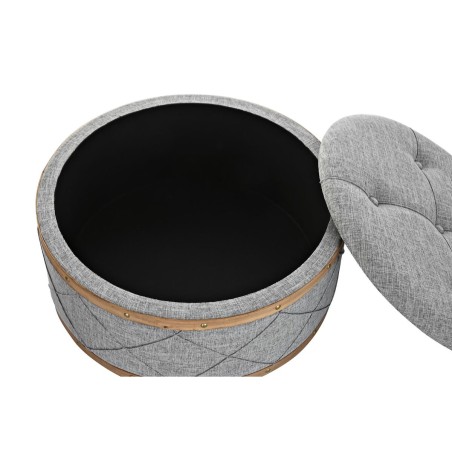 Bench DKD Home Decor  Natural Wood Polyester Light grey (80 x 80 x 43