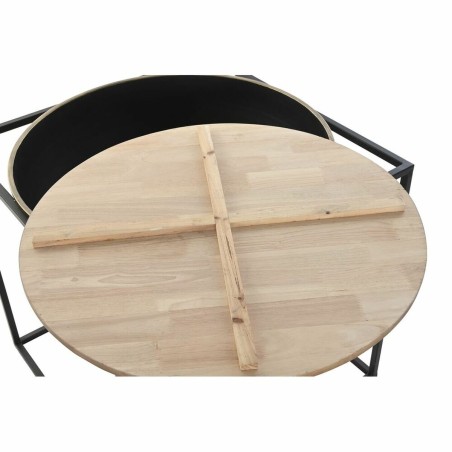 Tavolo aggiuntivo DKD Home Decor Marrone Nero Legno Metallo 64 x 64 x