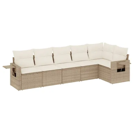 Salon de jardin avec coussins 6 pcs beige résine tressée 2